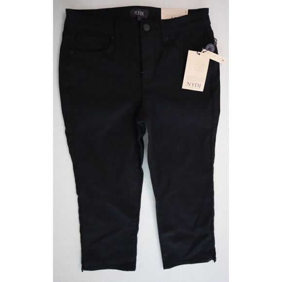 NYDJ MFOZ8678 Women's Sz 2 Black Harper Crop Slim Straight Fit Jeans - Picture 1 of 12